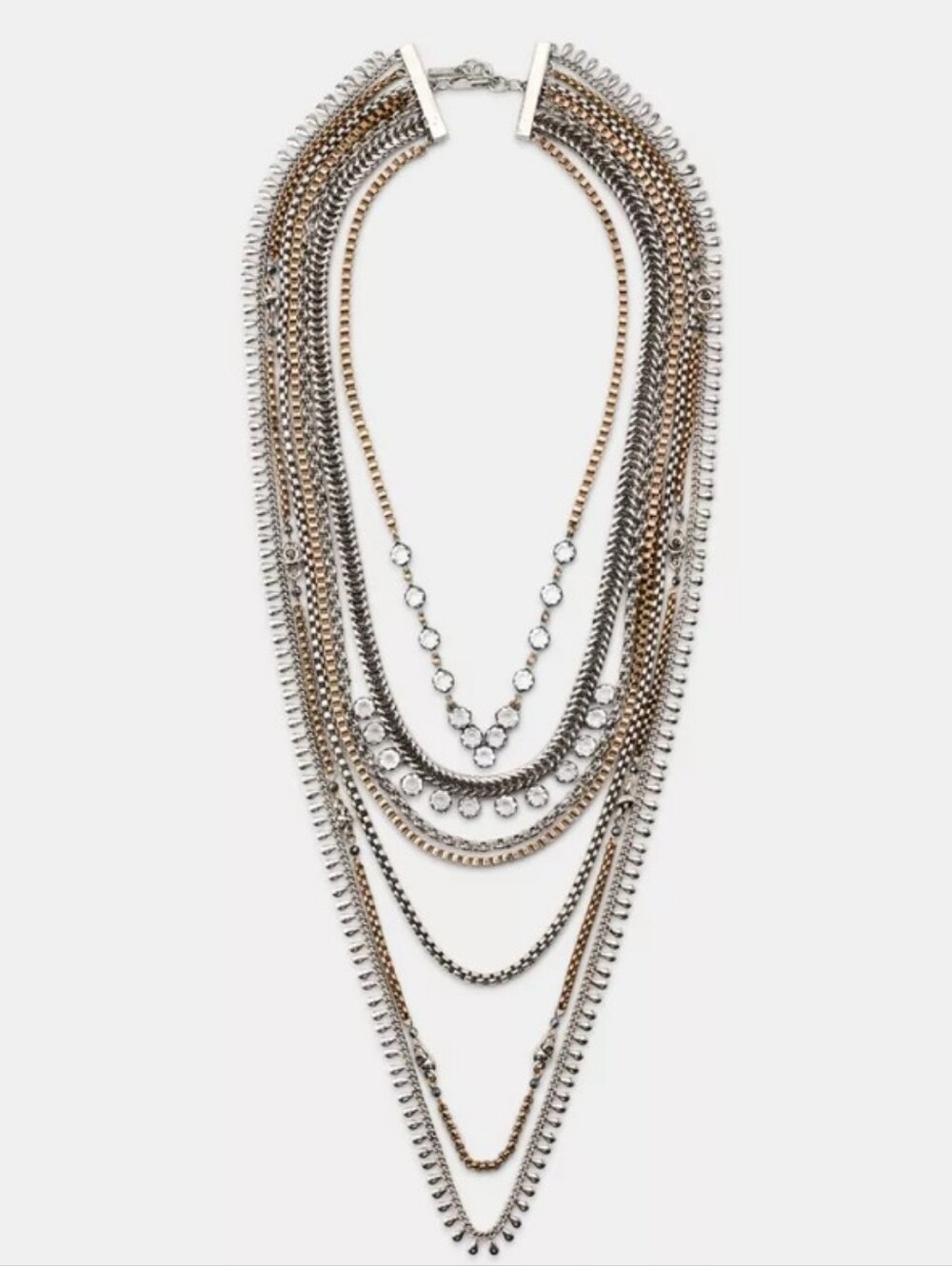 Zara Multi-Layer Mixed Metal Necklace - Silver & Gold